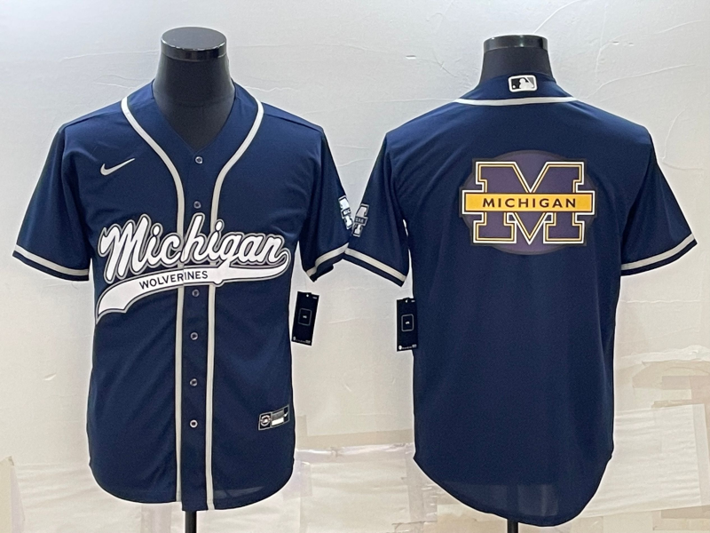 2023 NCAA Men Michigan Wolverines Blank blue jersey style 2